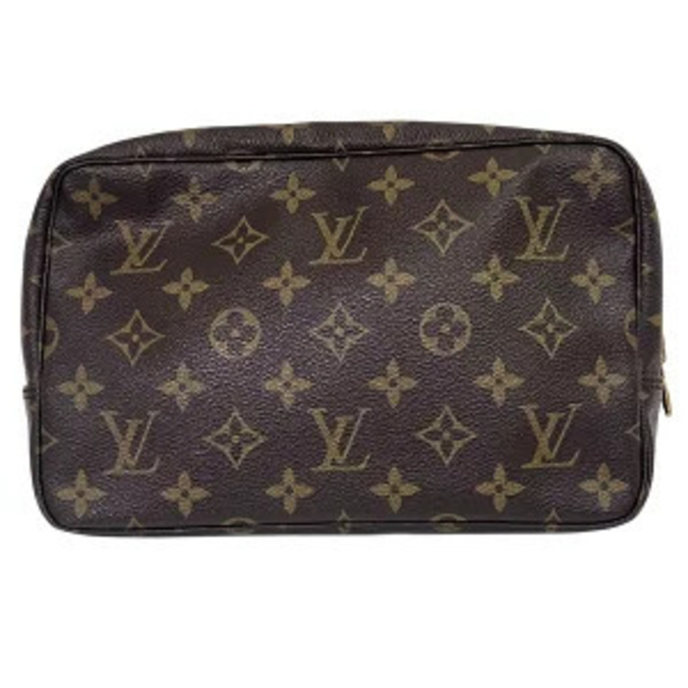 Louis Vuitton Toilette Pouch Monogram Canvas Trousses Clutch Brown